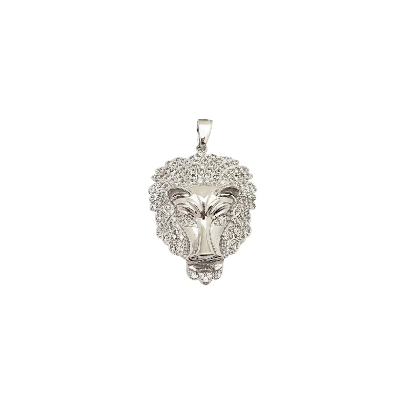 Tassel - Trimmed Amethyst Pendant Necklace for Festival - GoersElongated Lion Head CZ Pendant (Silver)