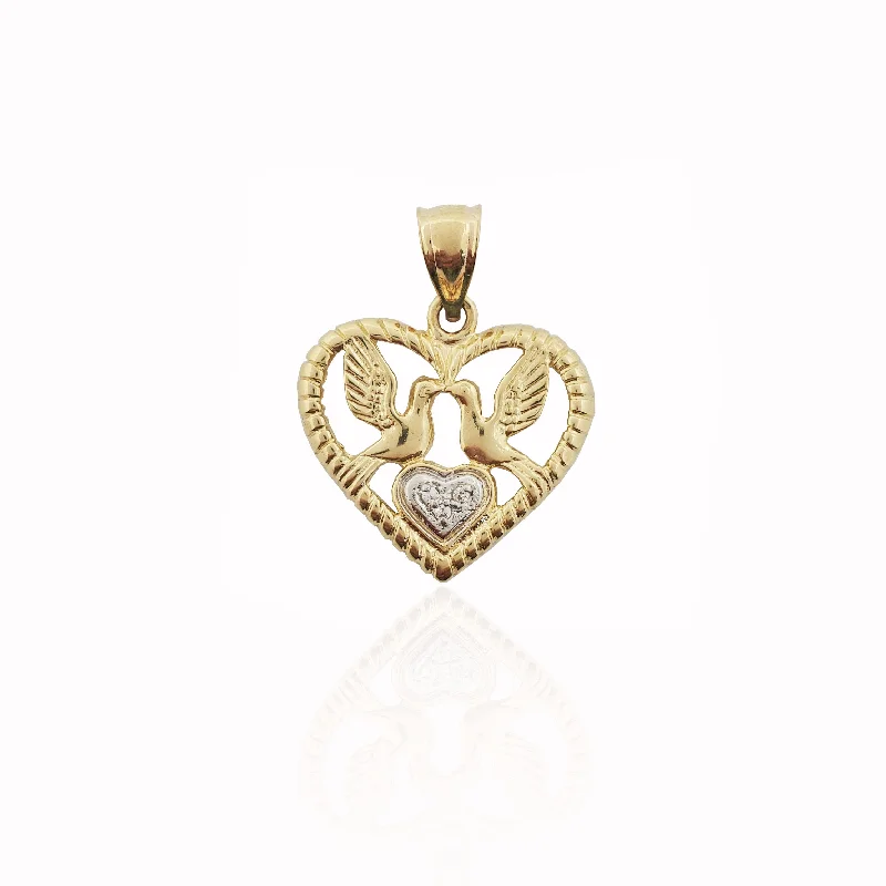 Magnetic - Locking Pendant with Hidden Compartment for Secret MessagesLovebirds Heart Pendant (14K)