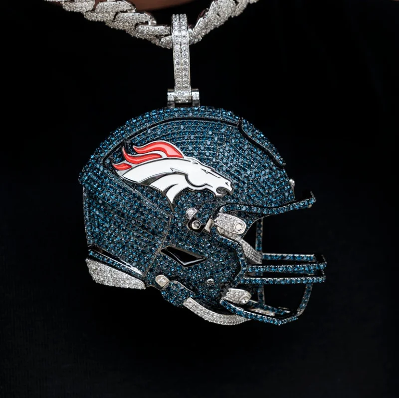 Statement - Making Large - Gemstone - Studded Geometric Pendant Necklace for Evening PartiesGiant Denver Broncos Official NFL Helmet Pendant