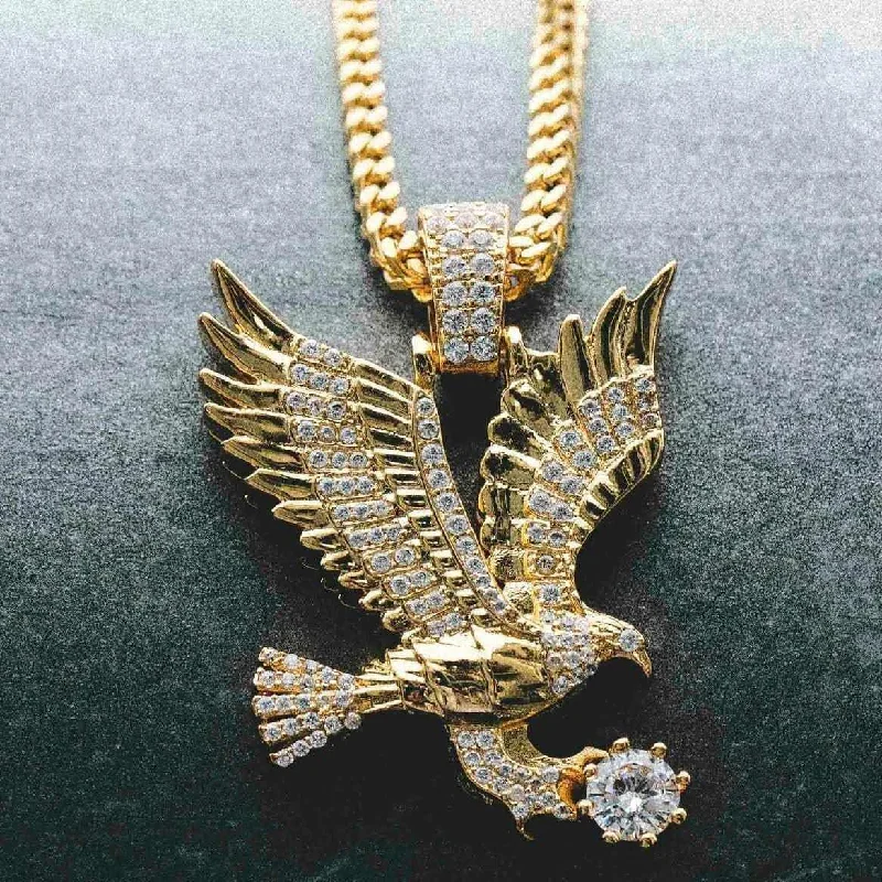 Dainty Gold - Plated Angel Wing Pendant Necklace for Sensitive Skin OwnersGLD Eagle Pendant