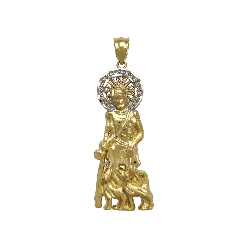 Retro - Inspired Art Deco - Patterned Pendant in Silver for Vintage LoversHalo Milgrained Saint Lazarus Pendant (14K)