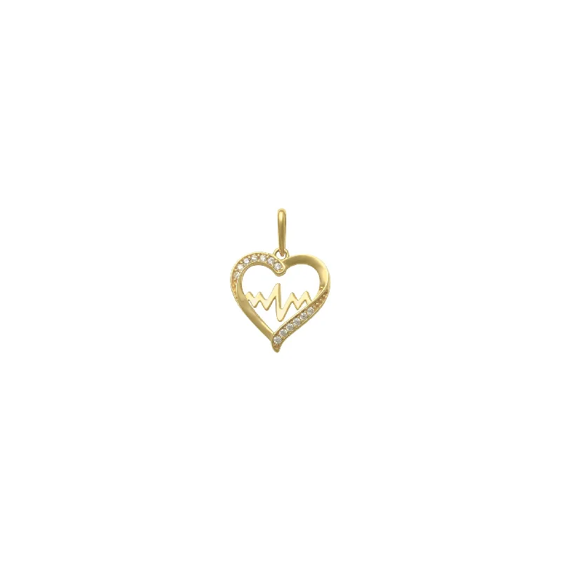 Retro - Inspired Art Deco - Patterned Pendant in Silver for Vintage LoversIcy Heartbeat Contour Pendant (14K)