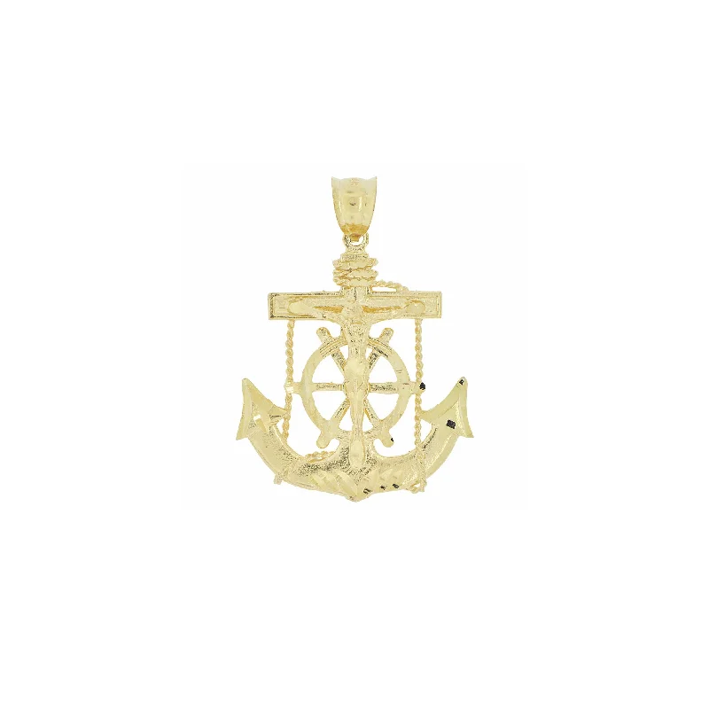 Retro - Inspired Art Deco - Patterned Pendant in Silver for Vintage LoversJesus Anchor Pendant (14K)