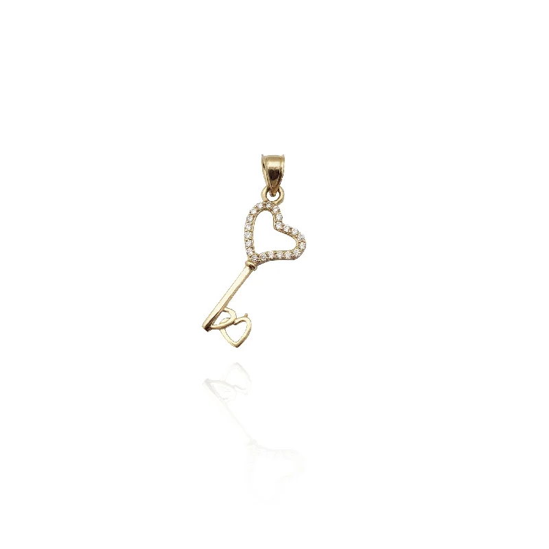 Water - Resistant Stainless Steel Diving - Themed Pendant for DiversStoneset Heart-Bowed Key Pendant (14K)