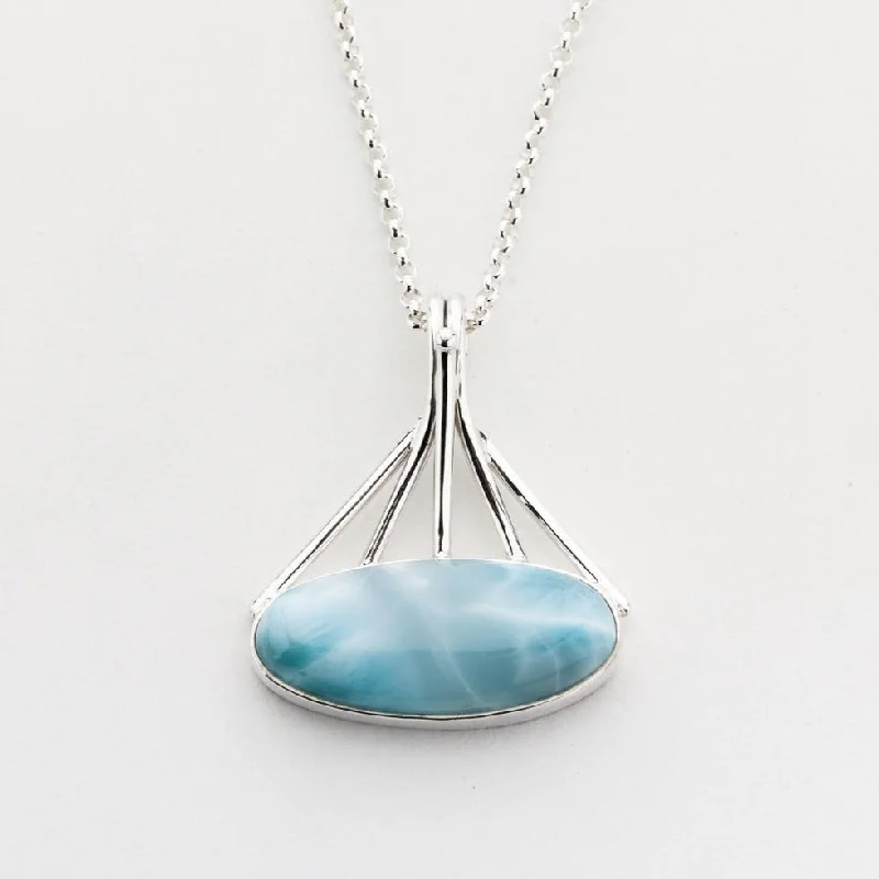 Adjustable - Length Turquoise - Inlaid Teardrop Pendant Necklace for TravelersLarimar Pendant Felegname