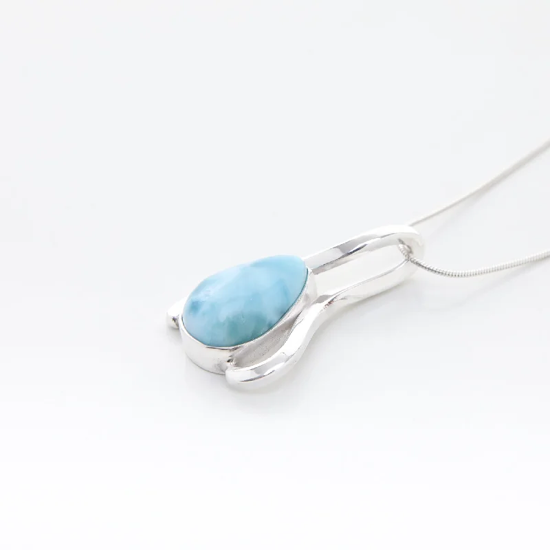 Adjustable - Length Turquoise - Inlaid Teardrop Pendant Necklace for TravelersLarimar Pendant Ronja