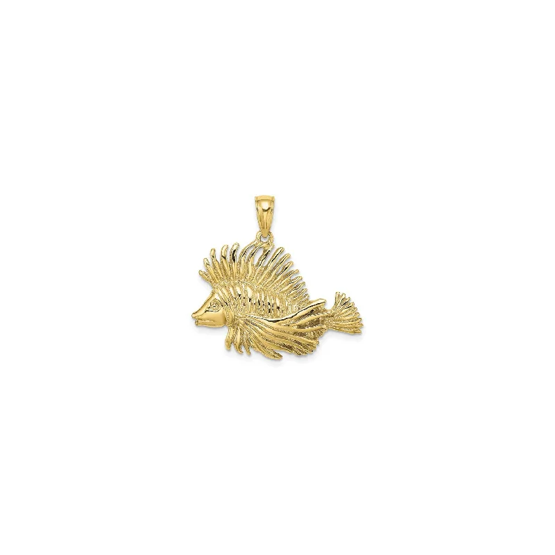 Handmade Leather - Wrapped Crystal Pendant for a Bohemian AestheticLion Fish Pendant (14K)