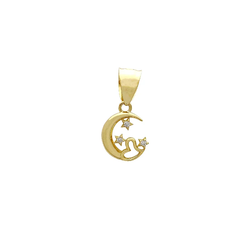 Laser - Cut Woodland Scene Pendant for Nature EnthusiastsInfused Heart Crescent Moon Pendant (14K)