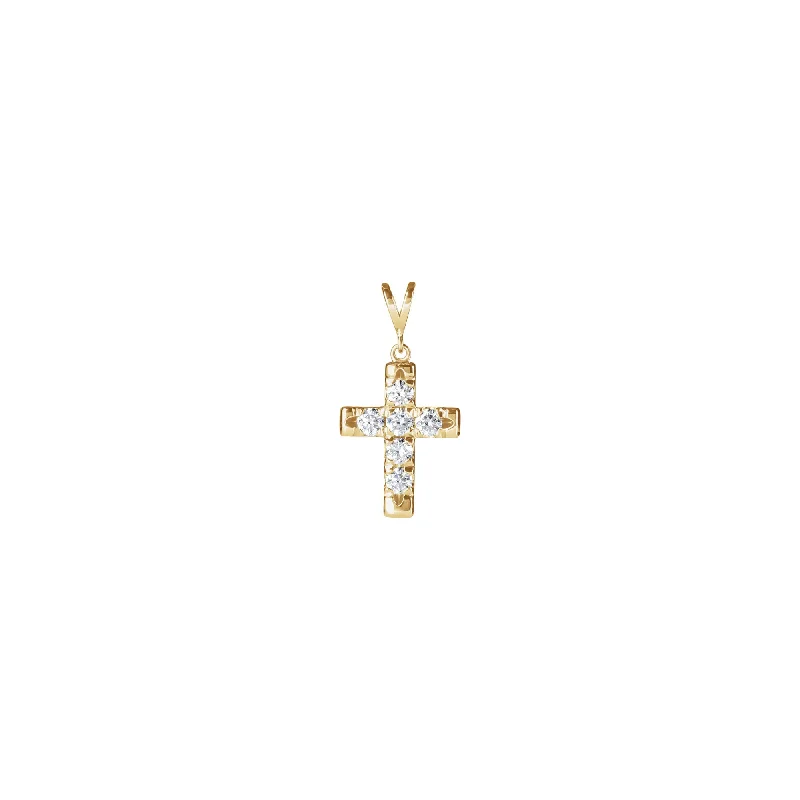 Antique - Inspired Filigree - Worked Cross Pendant Necklace for Religious CeremoniesNatural Diamond French-Set Cross Pendant