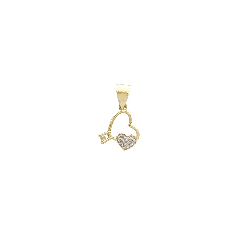 Handmade Leather - Wrapped Crystal Pendant for a Bohemian AestheticOutline Heart Pave Love Pendant (14K)