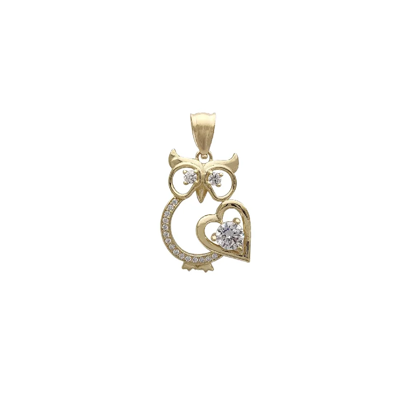 Double - Heart Pendant with Interlocking Design for CouplesOutlined Owl CZ Pendant (14K)