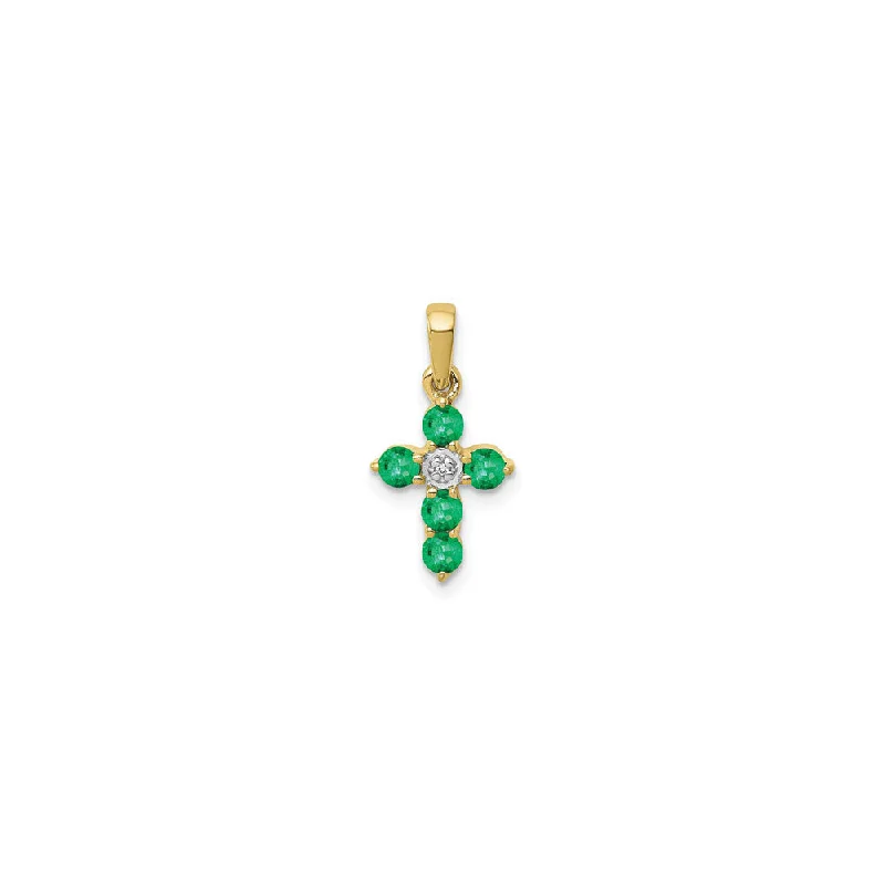 18K Gold - Plated Angel Wing Pendant for a Symbolic and Elegant AccessoryPetite Round Emerald and Diamond Cross Pendant (14K)