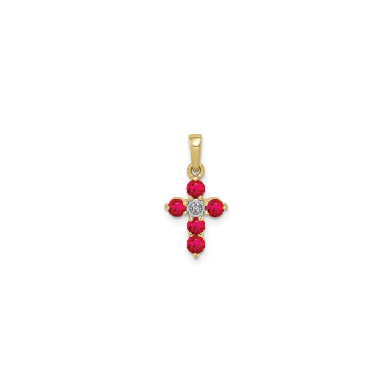 Pearl - Embellished Floral Pendant for a Feminine and Romantic LookPetite Round Ruby and Diamond Cross Pendant (14K)