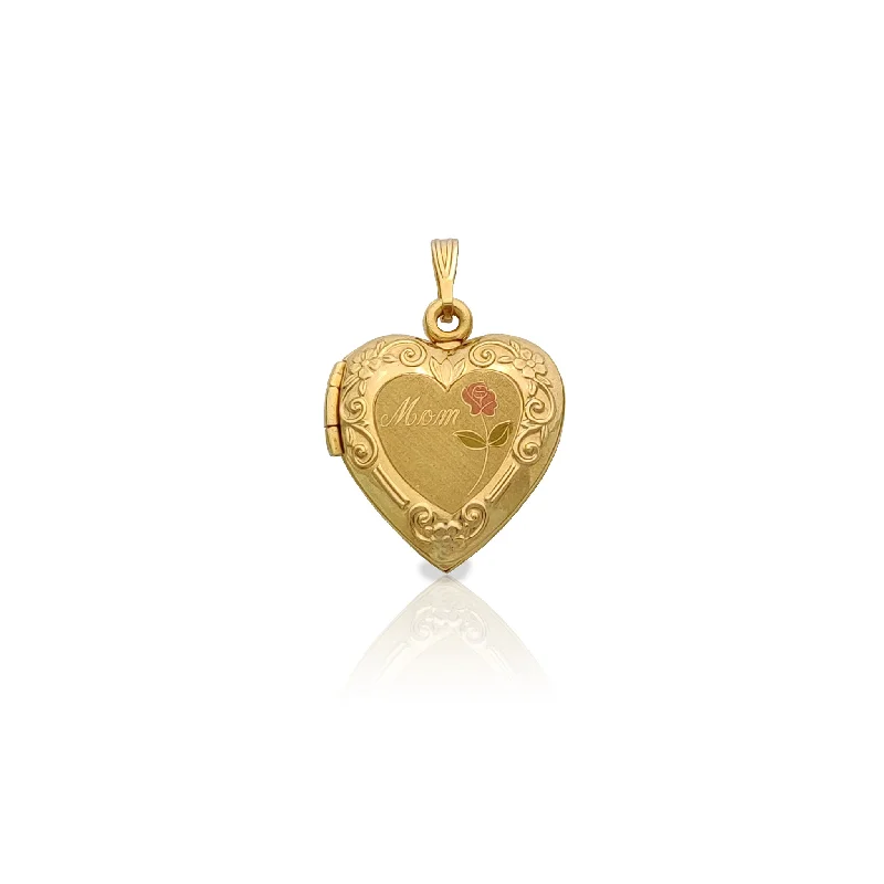 Glow - in - the - Dark Starry Sky Pendant for Nighttime Adventures"Mom" Heart Locket Pendant (14K)