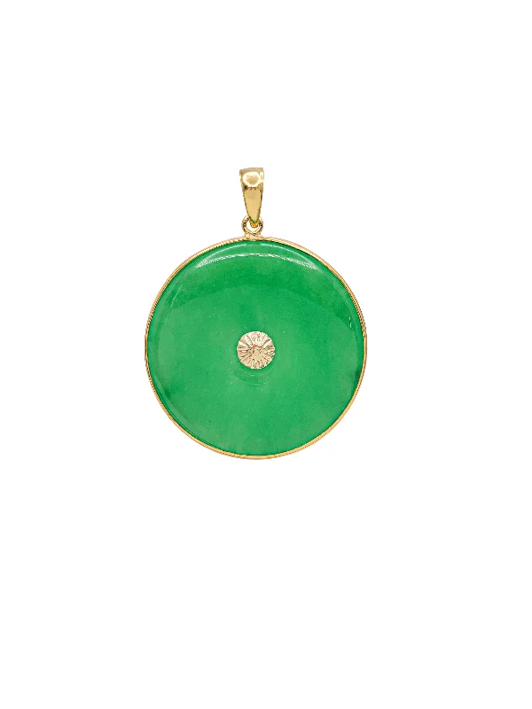 Antique - Brass - Finished Compass Pendant for Travelers and ExplorersROUND JADE PENDANT (14K)