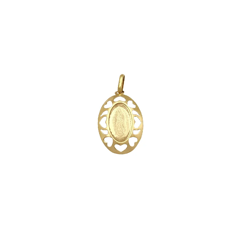 Double - Heart Pendant with Interlocking Design for CouplesSilhouette Love Hearts Oval Virgin Mary Pendant (14K)