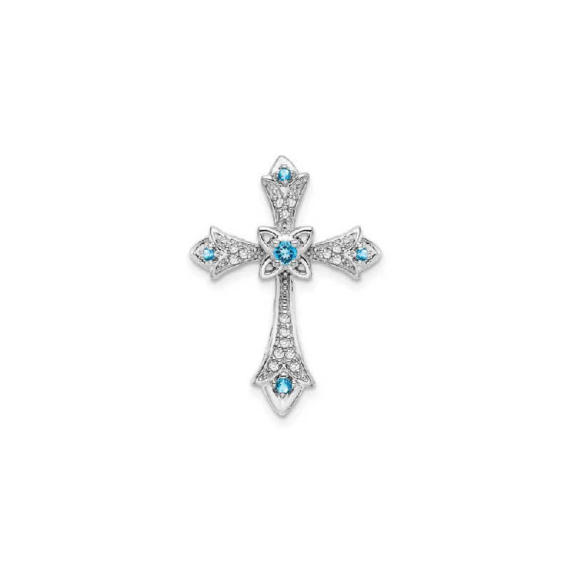 Mother - of - Pearl Inlaid Seahorse Pendant for Beach LoversSwiss Blue Topaz and Diamond Fleur de Lis Cross Pendant (14K)