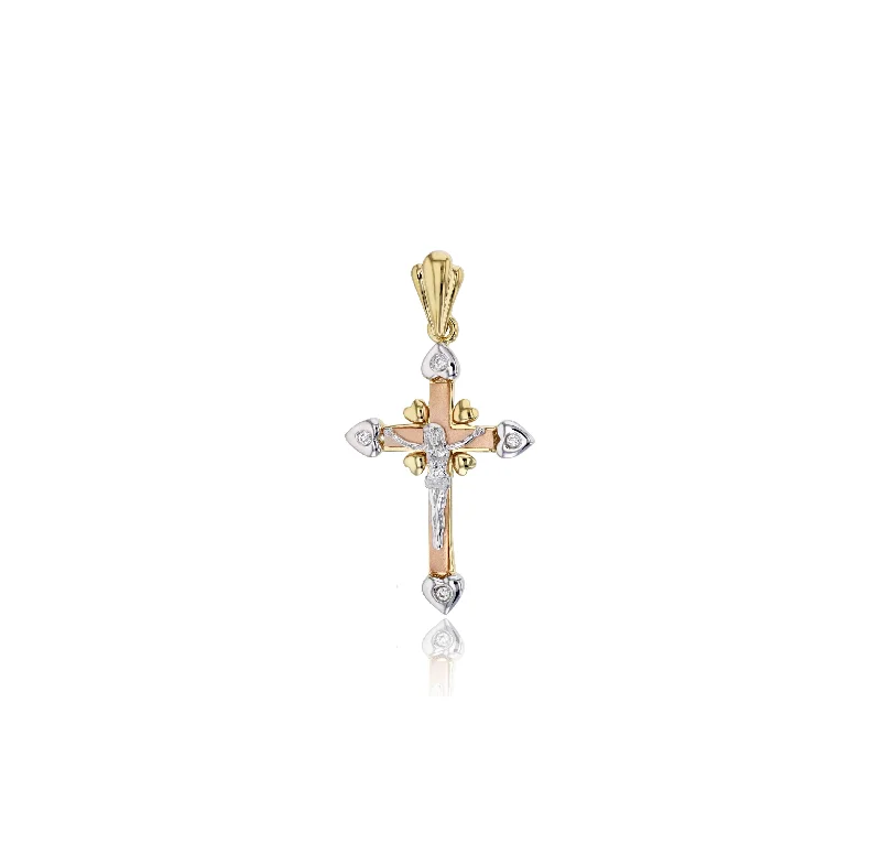 Retro - Inspired Art Deco - Patterned Pendant in Silver for Vintage LoversTricolor Dainty Cross Pendant (14K)