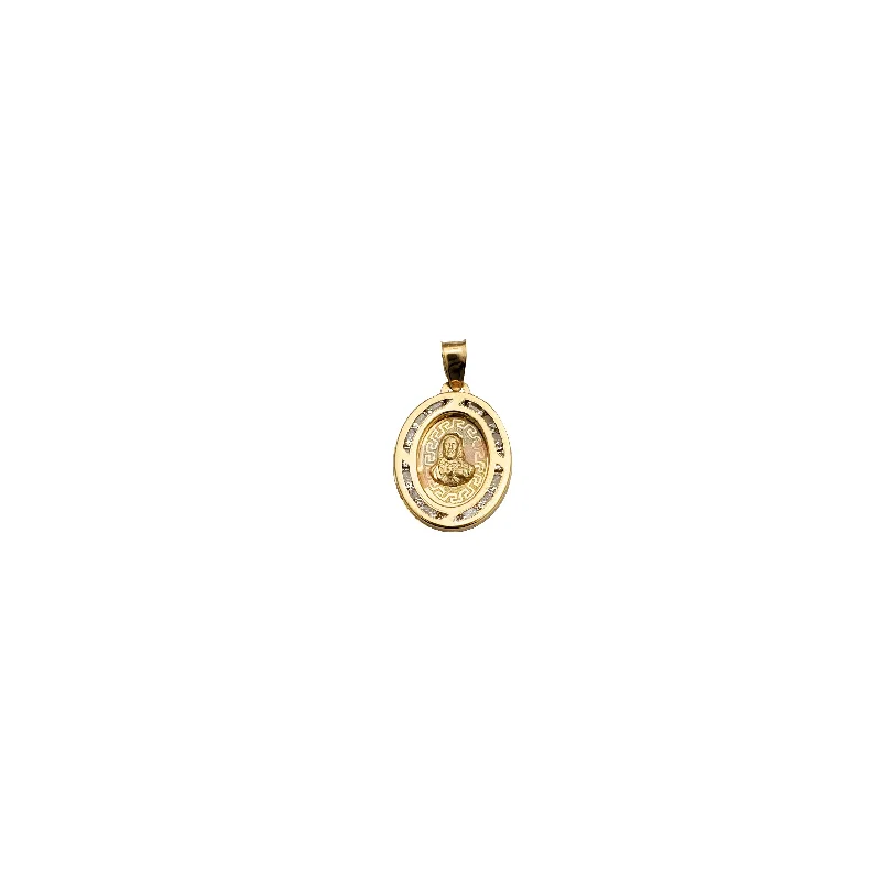 Customized Birthstone Pendant with Engraved Name for a Personalized TouchTricolor Oval Shape Jesus CZ Pendant (14K)