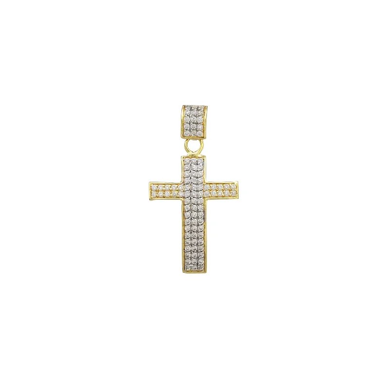 Rhinestone - Encrusted Crown Pendant for Little Girls' Dress - UpTwo-Tone Convex Cross Pendant (14K)