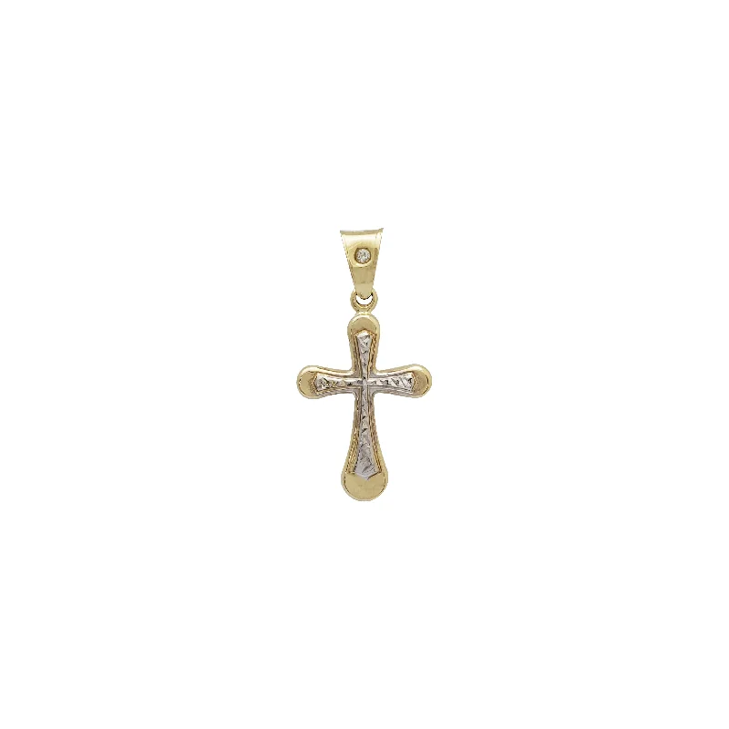 Rhinestone - Encrusted Crown Pendant for Little Girls' Dress - UpTwo-Tone Cross Pendant (14K)