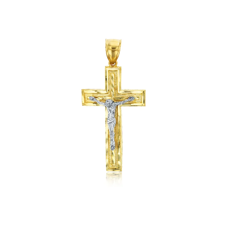 Magnetic - Locking Pendant with Hidden Compartment for Secret MessagesTwo-tone Jesus Cross Pendant (14K)