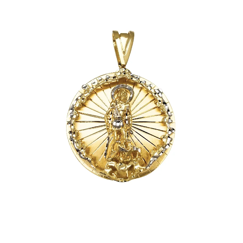 Pearl - Embellished Floral Pendant for a Feminine and Romantic LookTwo-Tone Saint Lazarus Medallion Pendant (14K)