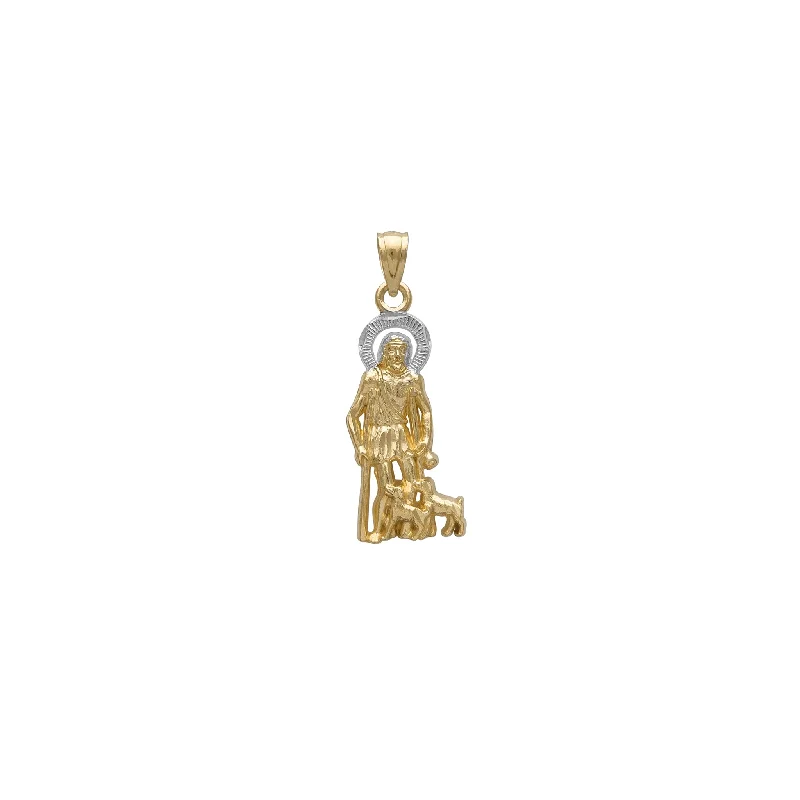 Pearl - Embellished Floral Pendant for a Feminine and Romantic LookTwo-Tone Saint Lazarus Pendant (14K)