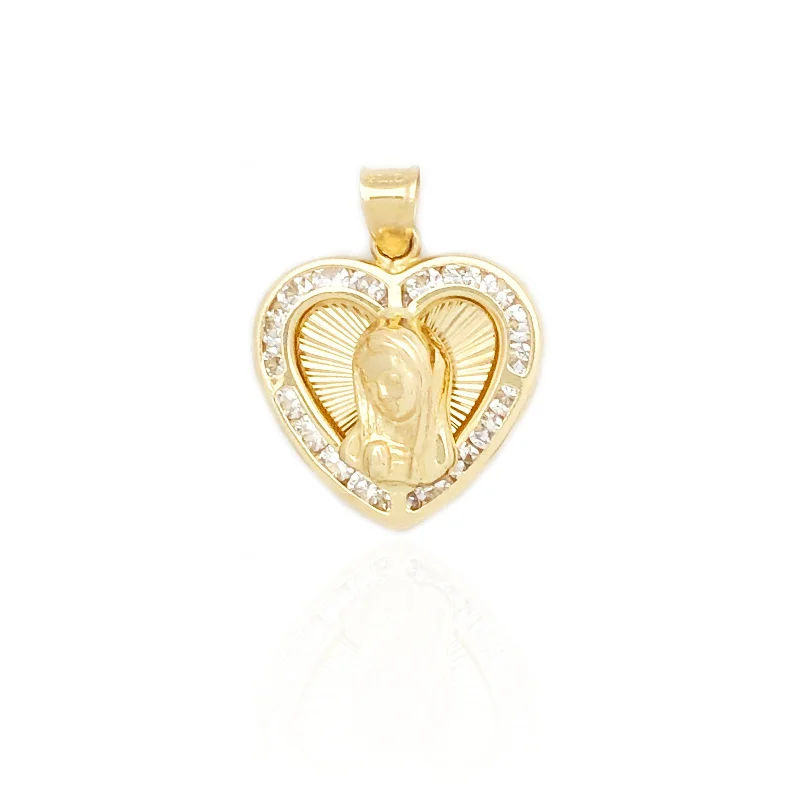 Gothic - Style Skull Pendant with Red Enamel Accents for Alternative FashionVirgin Mary Heart Pendant (14K)