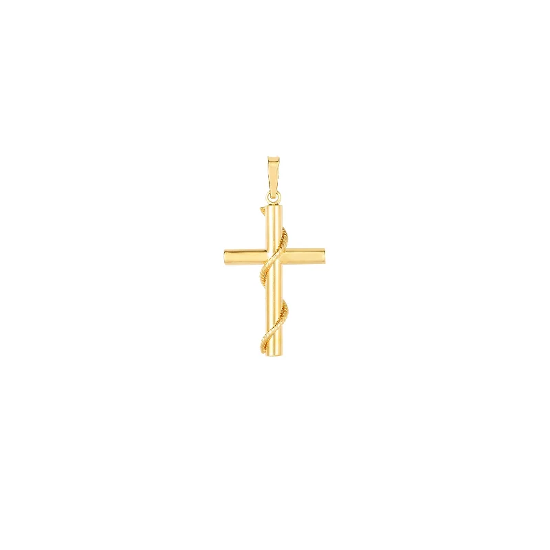 18K Gold - Plated Angel Wing Pendant for a Symbolic and Elegant AccessoryWrapped Rope Cross Pendant (14K)