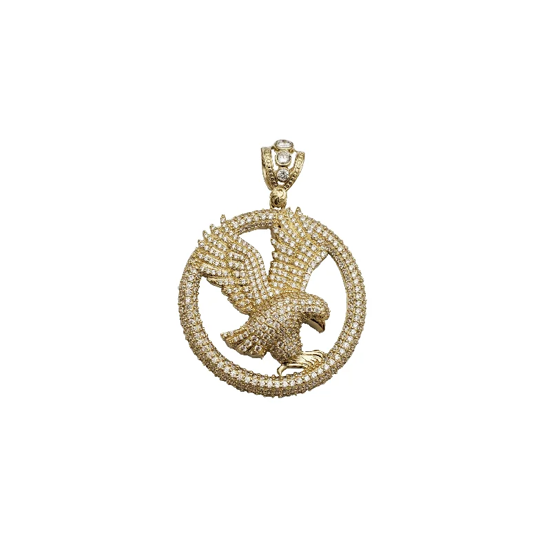 3D - Printed Polymer Clay Animal - Print Pendant for a Fun and Quirky AccessoryYellow Gold Iced-Out Eagle Pendant (14K)