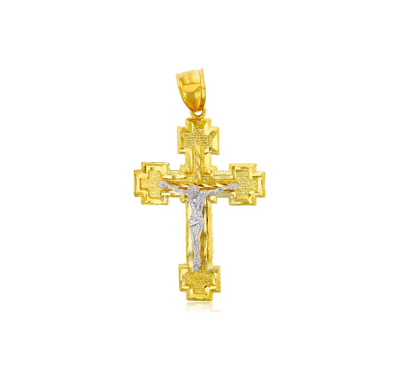 Military - Inspired Dog Tag Pendant with Engraved Service NumbersYellow Gold Jesus Cross Pendant (14K)