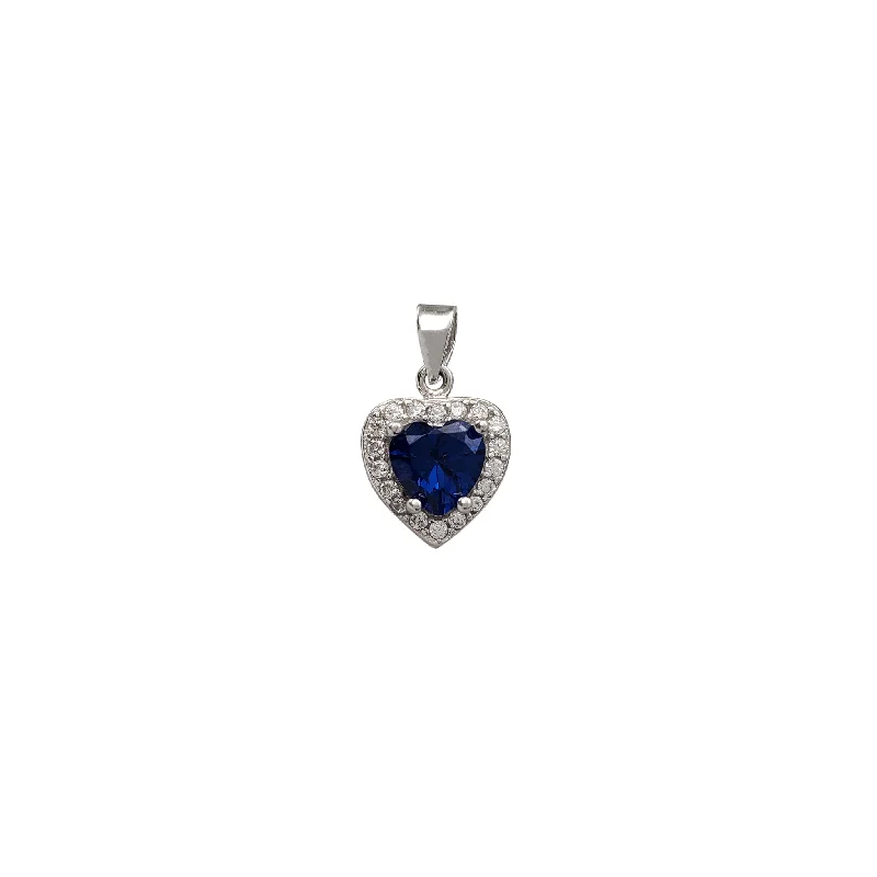 Heart - Shaped Garnet Pendant Necklace with a Pearl - Accented Chain for a Romantic Valentine's DayZirconia Blue Halo Heart Pendant (Silver)