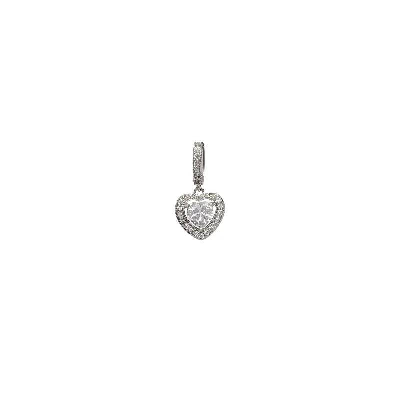 Statement - Making Large - Gemstone - Studded Geometric Pendant Necklace for Evening PartiesZirconia Milgrain Halo Heart Pendant (Silver)