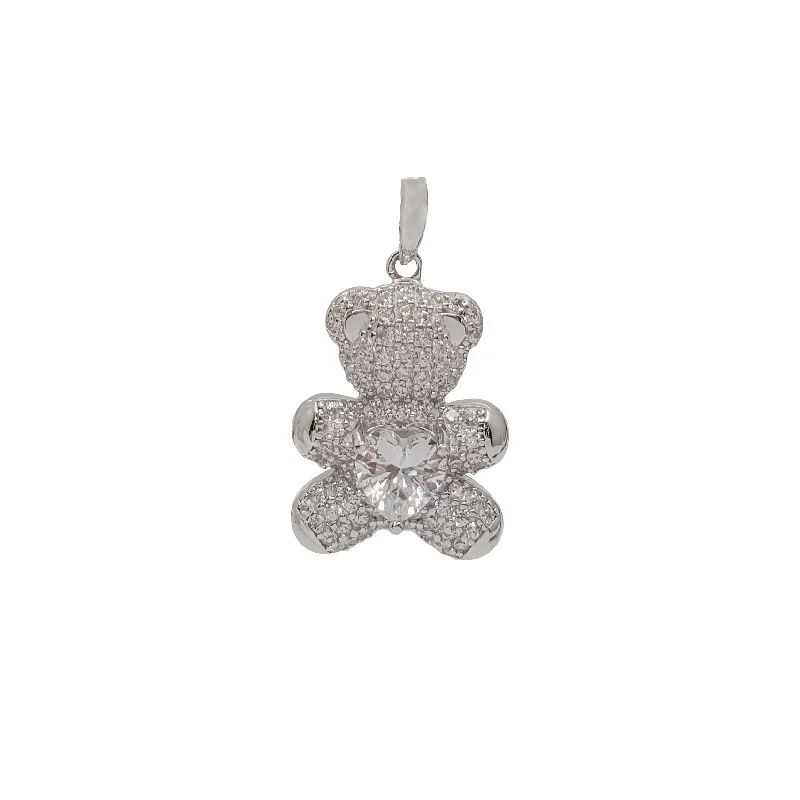 Antique - Inspired Filigree - Worked Cross Pendant Necklace for Religious CeremoniesZirconia Teddy Bear Pendant (Silver)